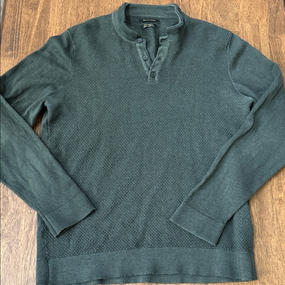 Massimo Dutti Dark Green Crewneck Sweater